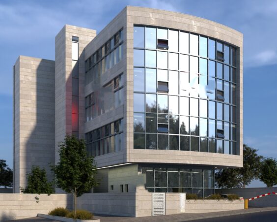 בניין מודרני חדש בתכנון חכם